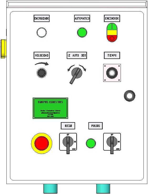 Diagrama del panel de control de un carrusel de caballos con pantalla digital.
